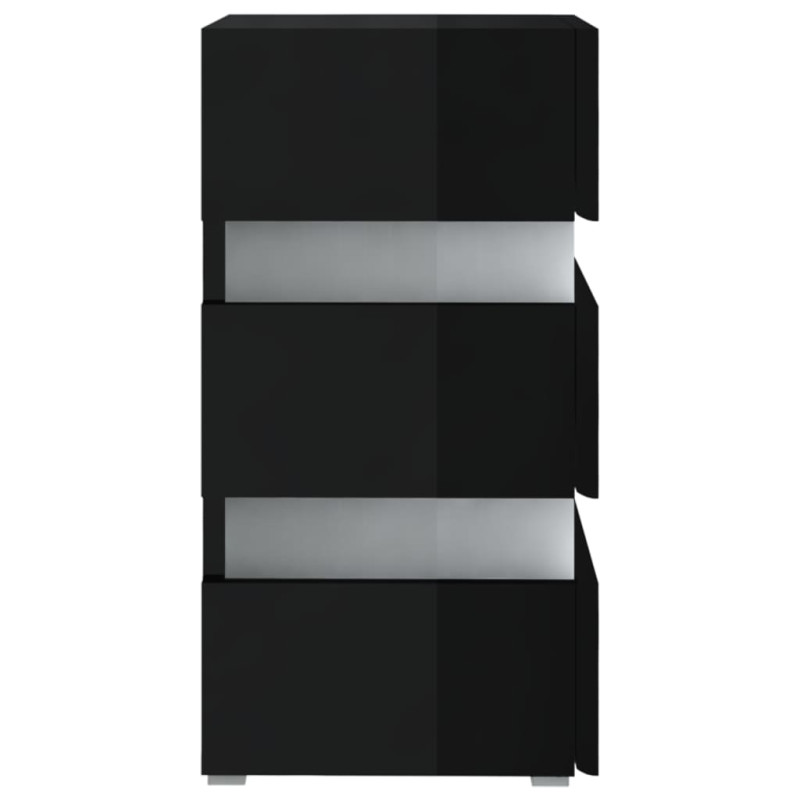 Szafka nocna z LED, wysoki połysk, czarna, 45x35x67 cm