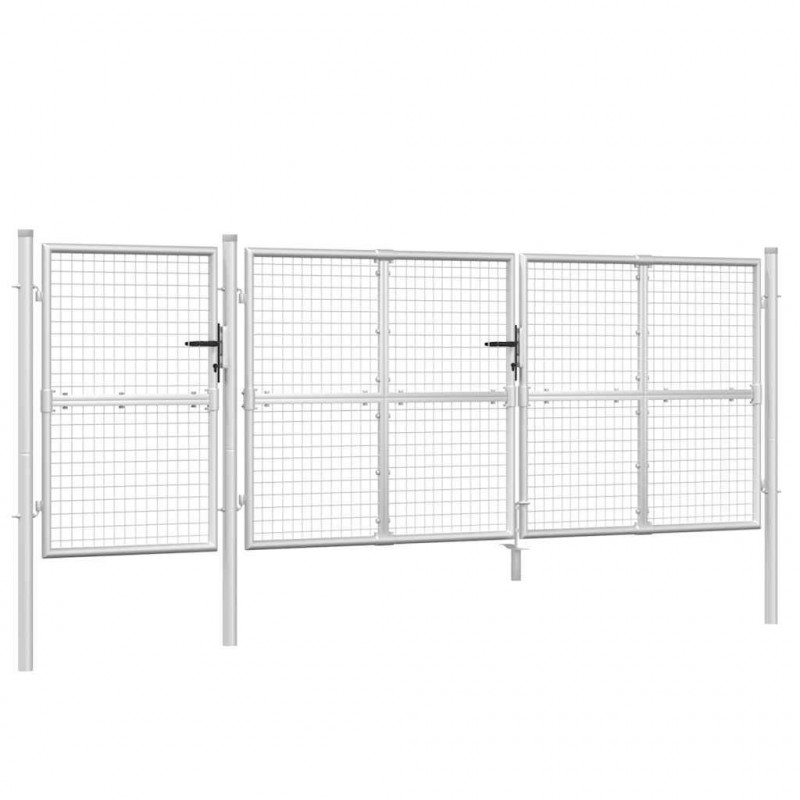 Brama ogrodowa z siatki, srebrna, 400x125 cm, ocynkowana stal