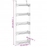 Organizer na drzwi z 5 półkami, 52x20x135 cm, aluminium
