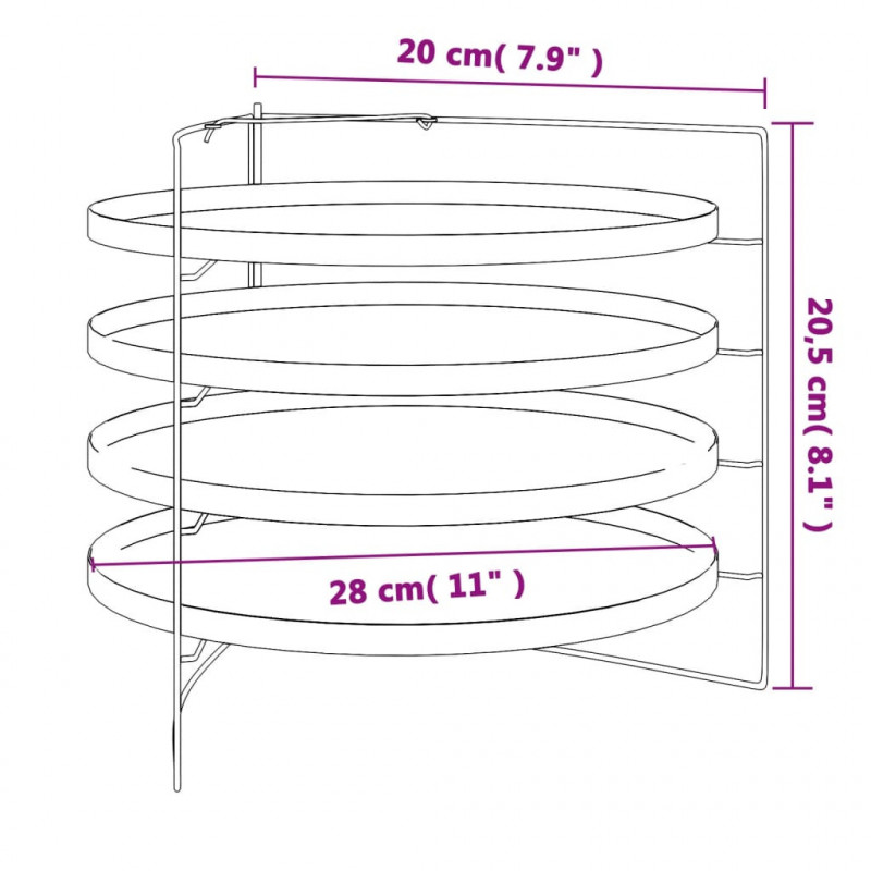 Blachy do pizzy, 4 szt, na stojaku, Ø 28 cm, stal