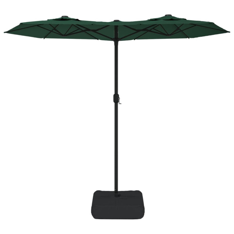 Podwójny parasol ogrodowy z LED, zielony, 316x240 cm
