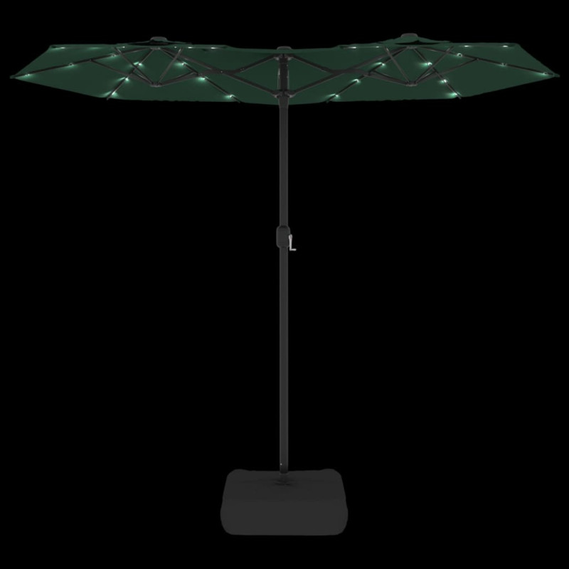 Podwójny parasol ogrodowy z LED, zielony, 316x240 cm
