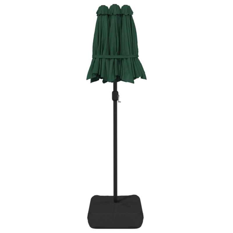 Podwójny parasol ogrodowy z LED, zielony, 316x240 cm