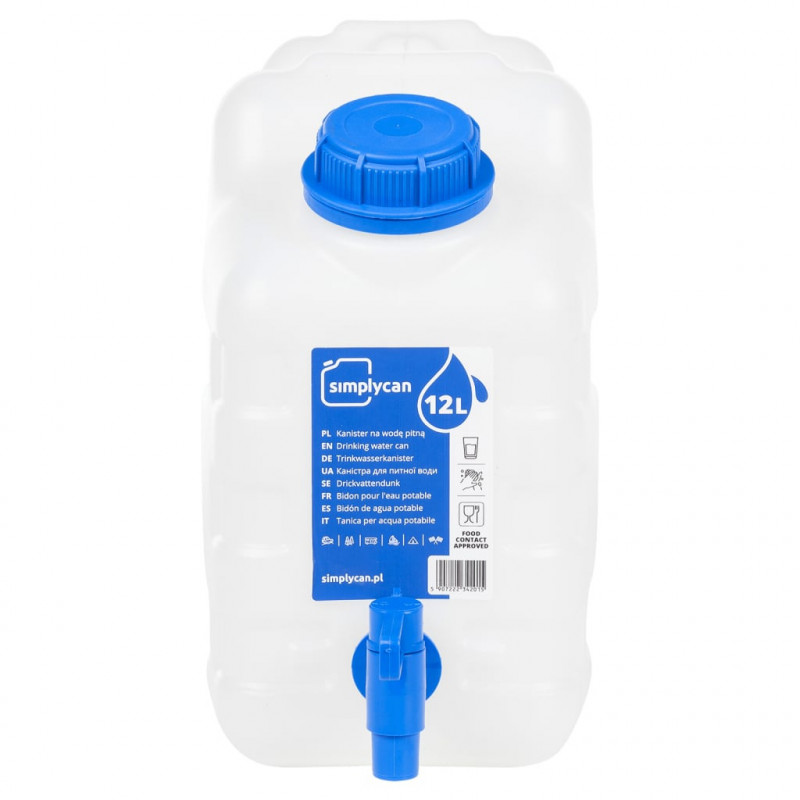 Zbiornik na wodę, z kranikiem, przezroczysty, 10 L, plastikowy
