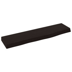 Półka, ciemnobrązowa, 40x10x2 cm, wykończone lite drewno dębowe