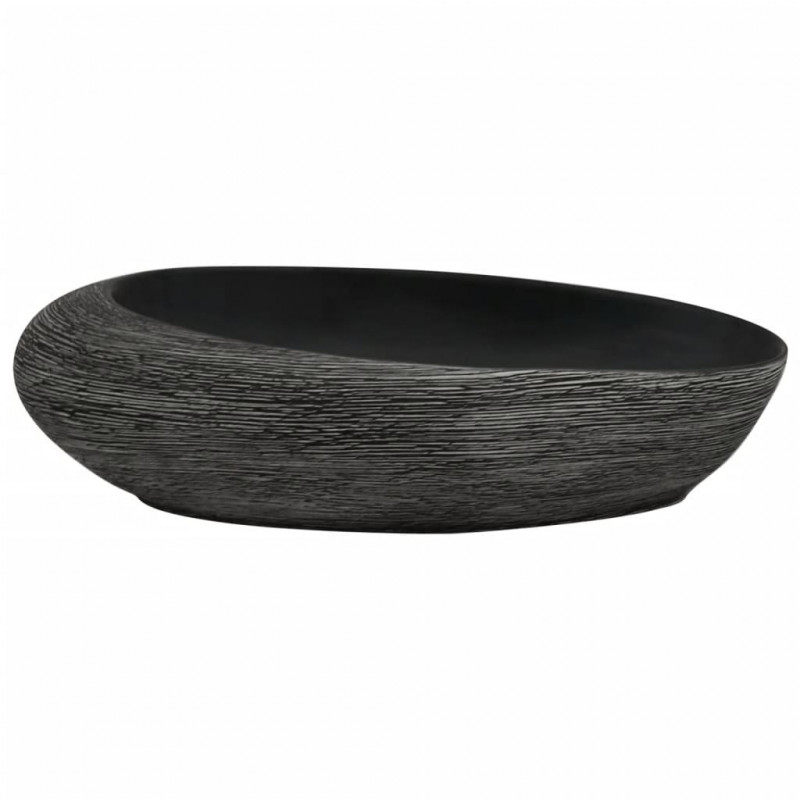 Umywalka nablatowa, szaro-czarna, owalna, 59x40x14 cm