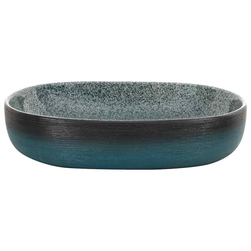 Umywalka nablatowa, turkusowa, owalna, 59x40x14 cm, ceramiczna
