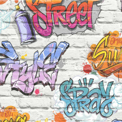 DUTCH WALLCOVERINGS Tapeta z motywem graffiti, wielokolorowa, L179-05