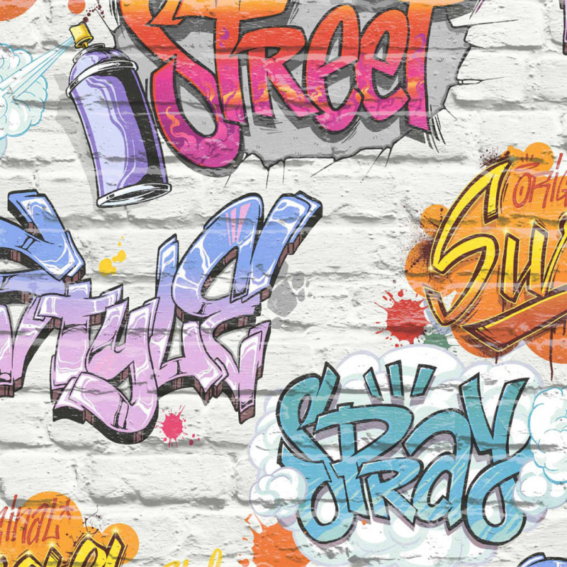 DUTCH WALLCOVERINGS Tapeta z motywem graffiti, wielokolorowa, L179-05