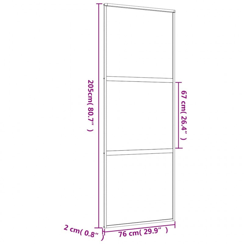 Drzwi przesuwne, złote, 76x205 cm, mrożone szkło ESG, aluminium