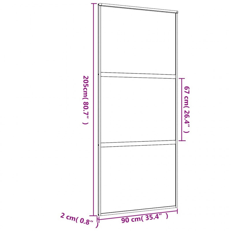 Drzwi przesuwne, złote, 90x205 cm, mrożone szkło ESG, aluminium