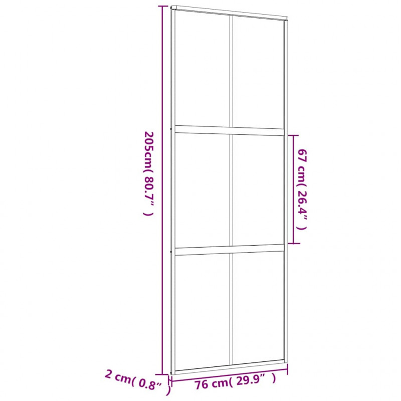 Drzwi przesuwne, złote, 76x205 cm, mrożone szkło ESG, aluminium