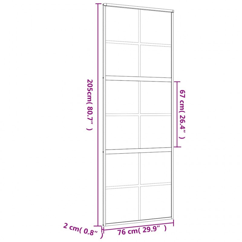 Drzwi przesuwne, złote, 76x205 cm, mrożone szkło ESG, aluminium