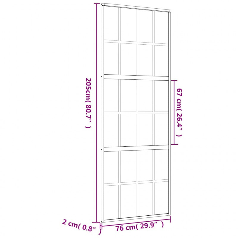 Drzwi przesuwne, złote, 76x205 cm, mrożone szkło ESG, aluminium