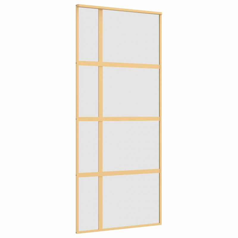 Drzwi przesuwne, złote, 90x205 cm, mrożone szkło ESG, aluminium