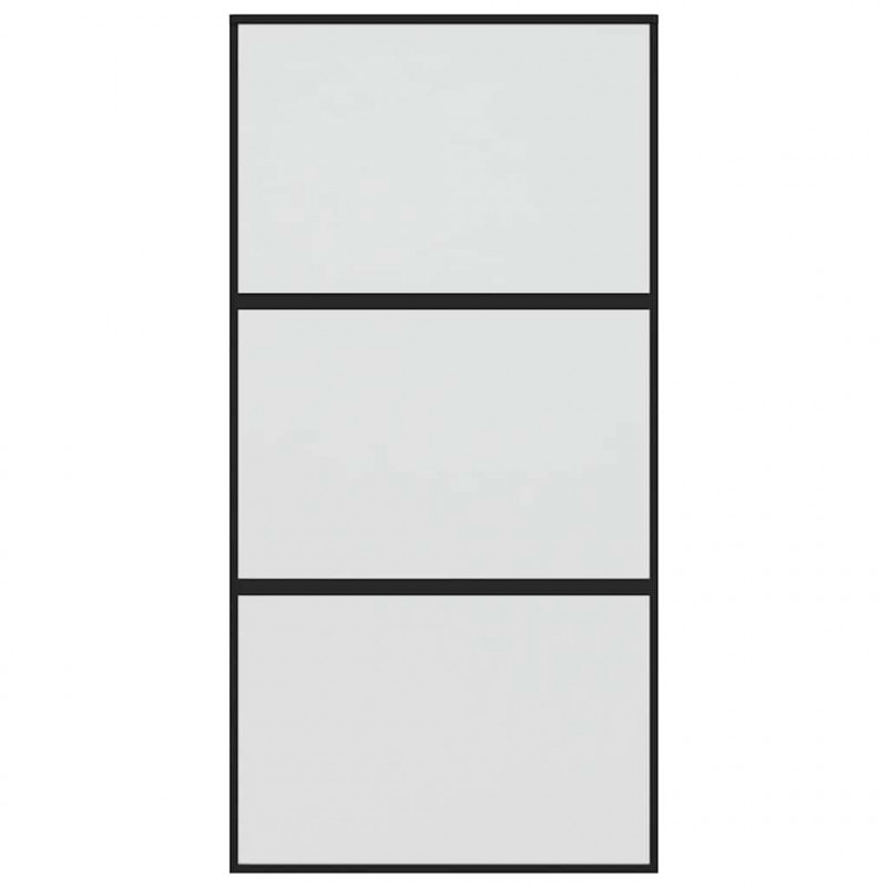 Drzwi przesuwne, czarne, 102,5x205cm, szkło hartowane aluminium