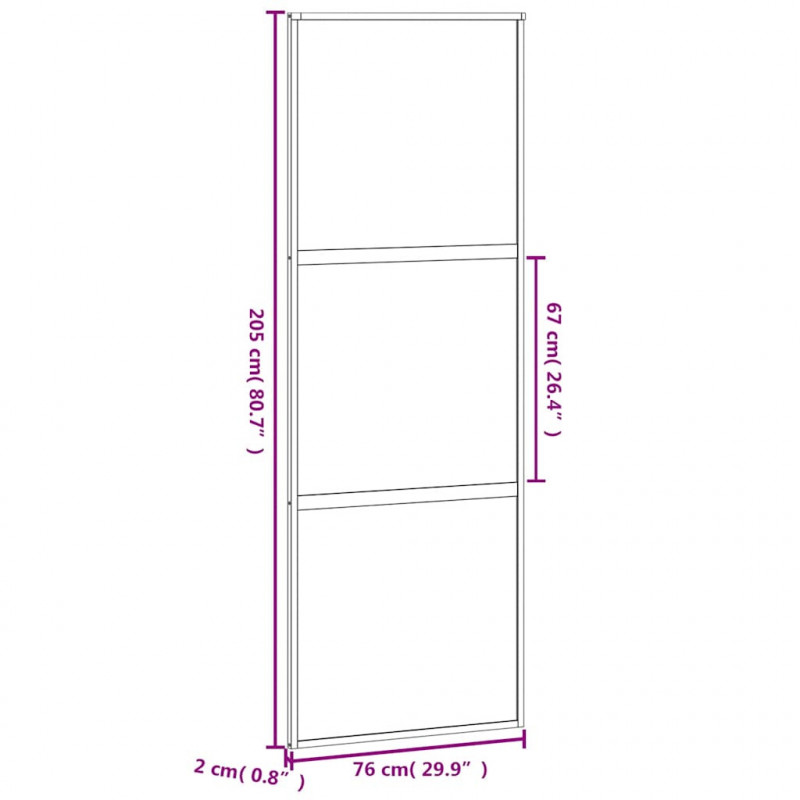 Drzwi przesuwne, złote, 76x205 cm, szkło hartowane i aluminium