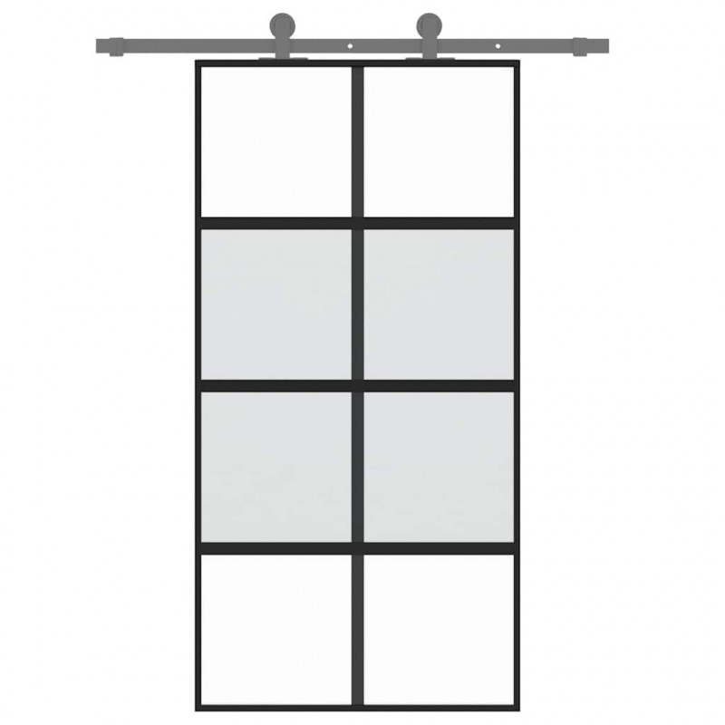 Drzwi przesuwne, czarne, 102,5x205cm, szkło hartowane aluminium