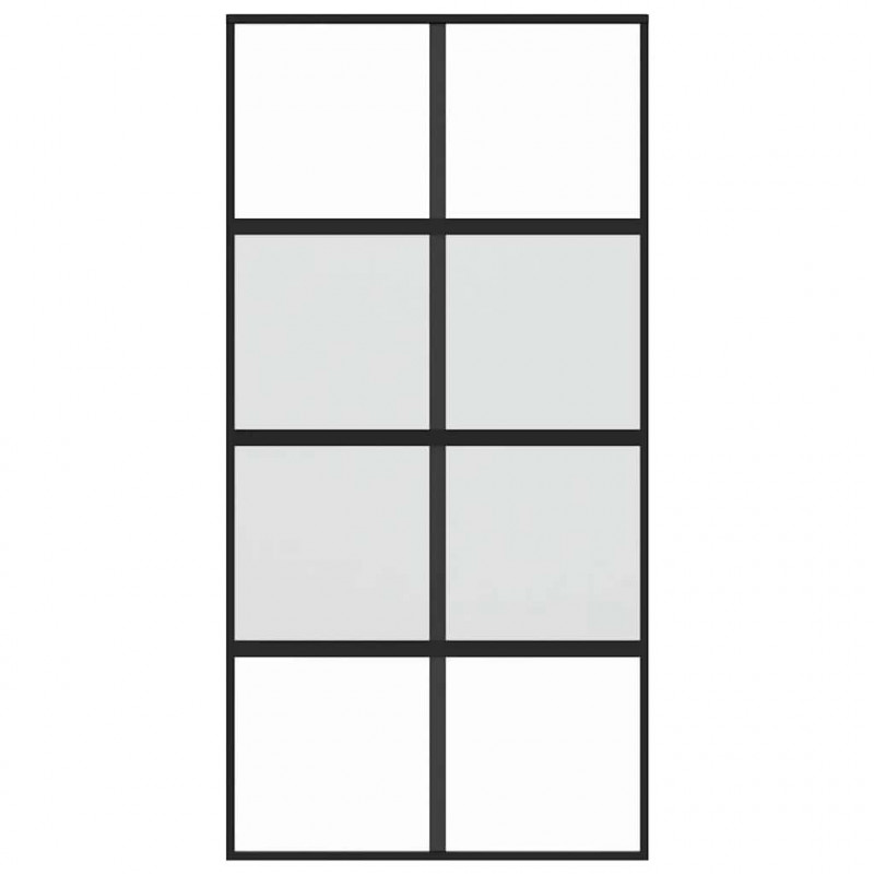 Drzwi przesuwne, czarne, 102,5x205cm, szkło hartowane aluminium