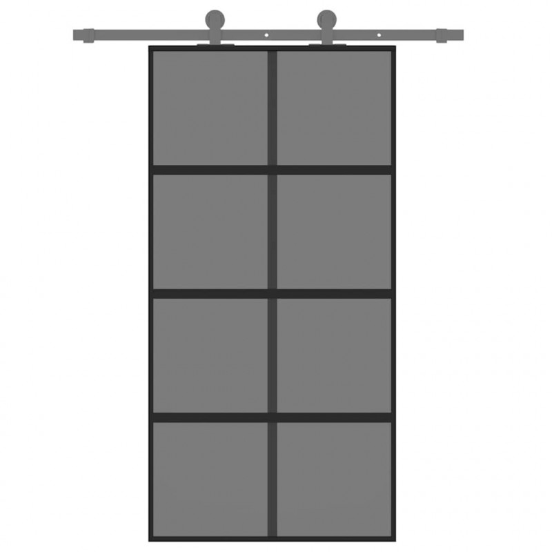 Drzwi przesuwne, czarne, 102,5x205cm, szkło hartowane aluminium