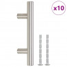 Uchwyty do szafek, 10 szt., srebrne, 64 mm, stal nierdzewna