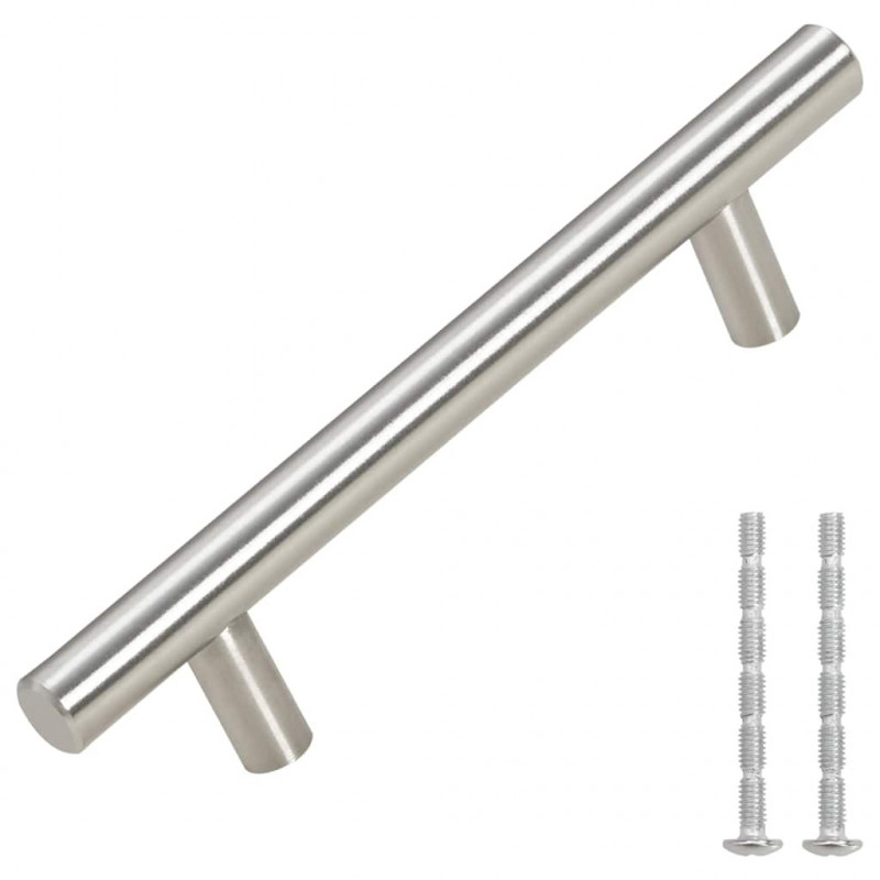 Uchwyty do szafek, 10 szt., srebrne, 96 mm, stal nierdzewna