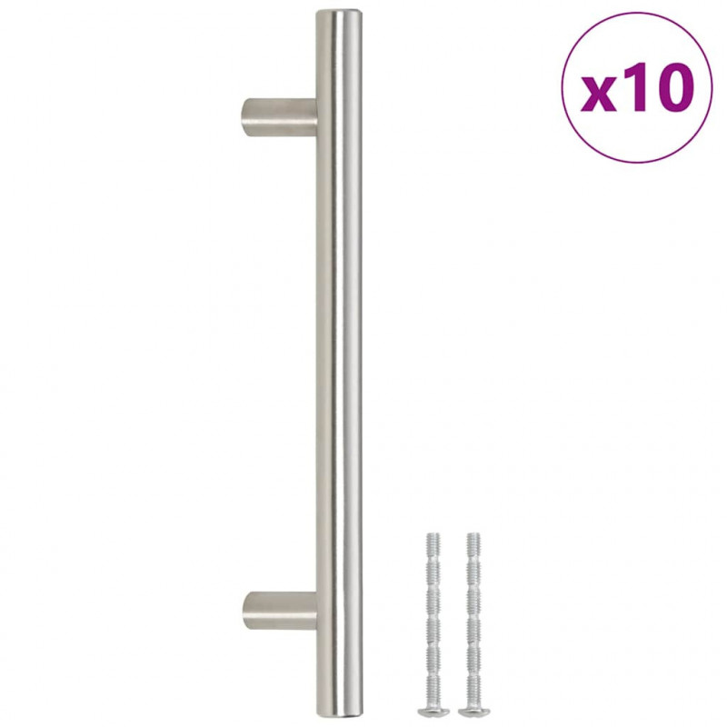 Uchwyty do szafek, 10 szt., srebrne, 128 mm, stal nierdzewna