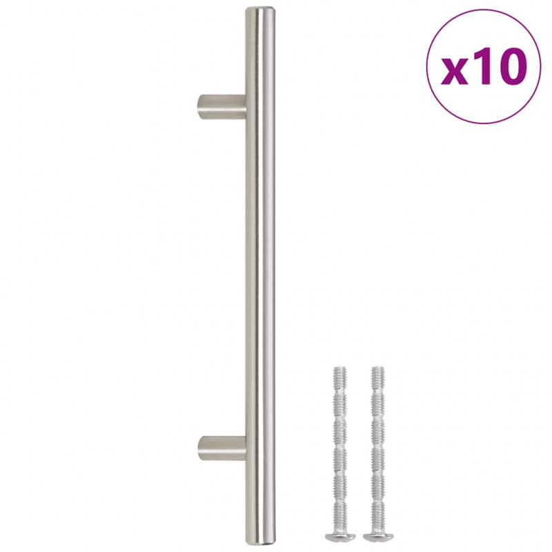 Uchwyty do szafek, 10 szt., srebrne, 160 mm, stal nierdzewna