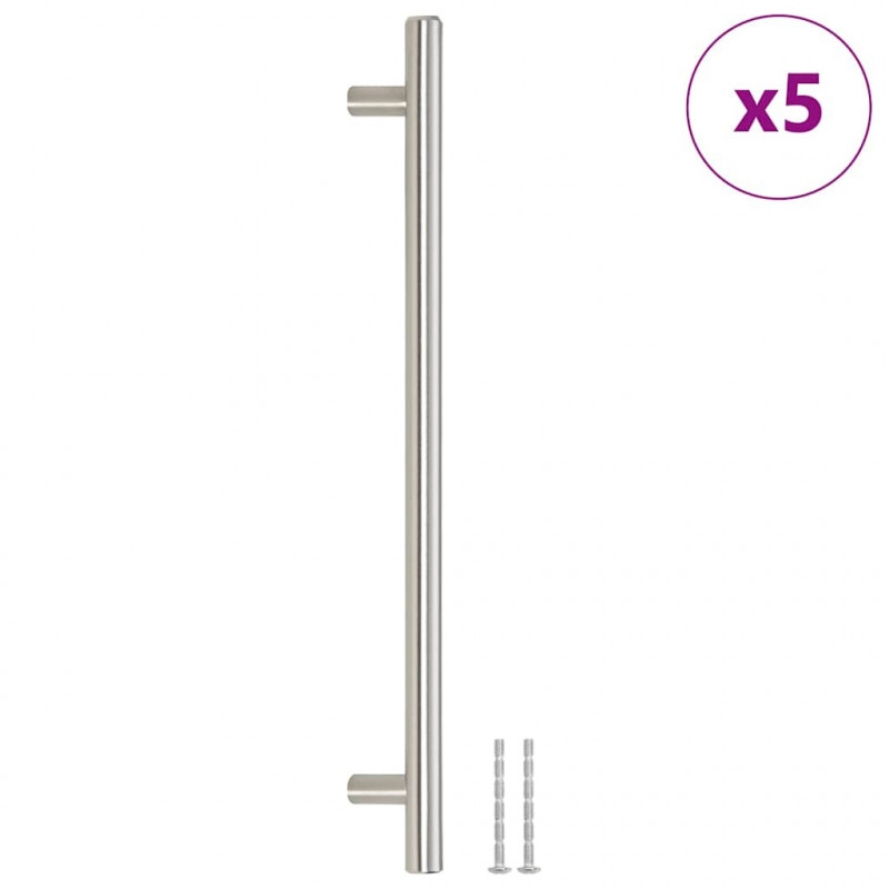Uchwyty do szafek, 5 szt., srebrne, 224 mm, stal nierdzewna