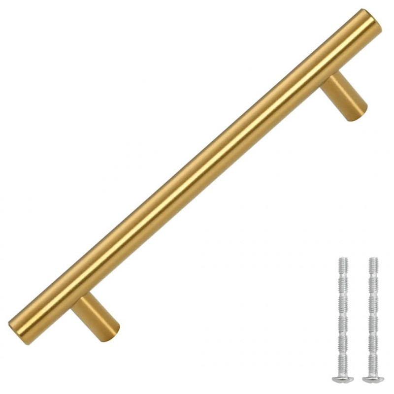 Uchwyty do szafek, 10 szt., złote, 128 mm, stal nierdzewna