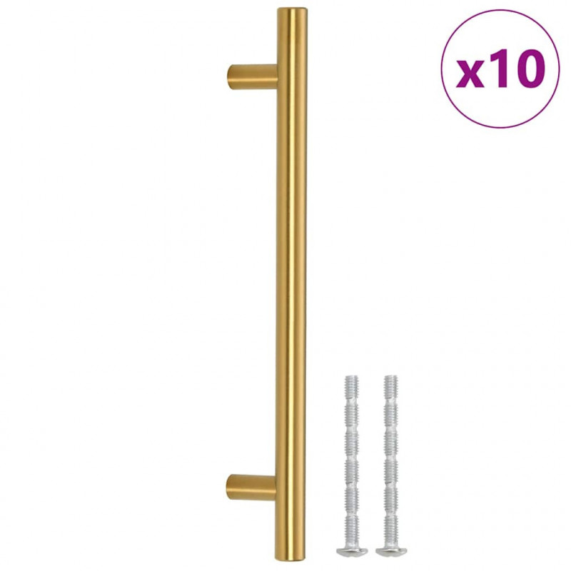 Uchwyty do szafek, 10 szt., złote, 160 mm, stal nierdzewna