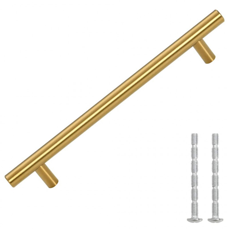 Uchwyty do szafek, 10 szt., złote, 160 mm, stal nierdzewna