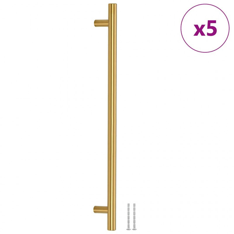 Uchwyty do szafek, 5 szt., złote, 320 mm, stal nierdzewna