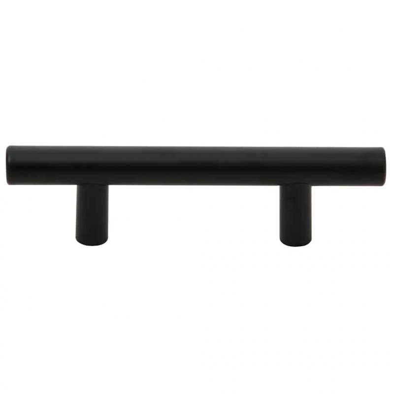 Uchwyty do szafek, 10 szt., czarne, 64 mm, stal nierdzewna