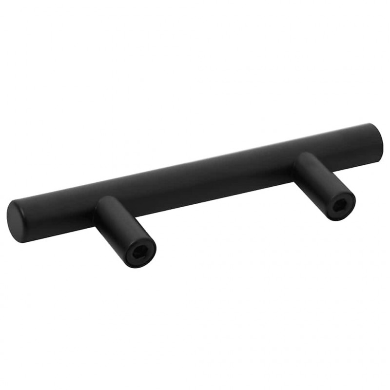 Uchwyty do szafek, 10 szt., czarne, 64 mm, stal nierdzewna