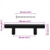 Uchwyty do szafek, 10 szt., czarne, 64 mm, stal nierdzewna