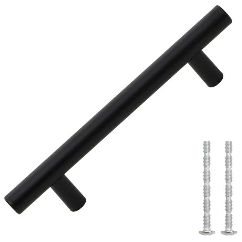 Uchwyty do szafek, 10 szt., czarne, 96 mm, stal nierdzewna