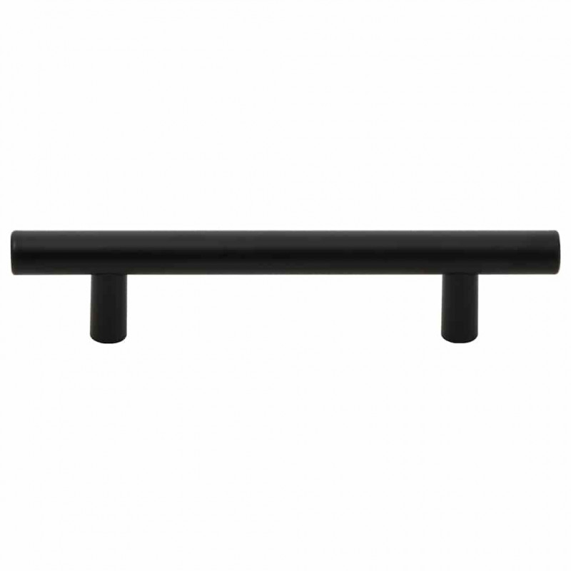 Uchwyty do szafek, 10 szt., czarne, 96 mm, stal nierdzewna