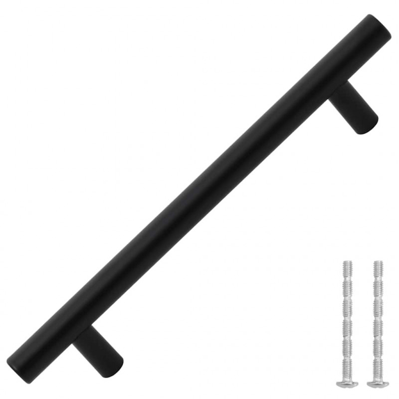 Uchwyty do szafek, 10 szt., czarne, 128 mm, stal nierdzewna
