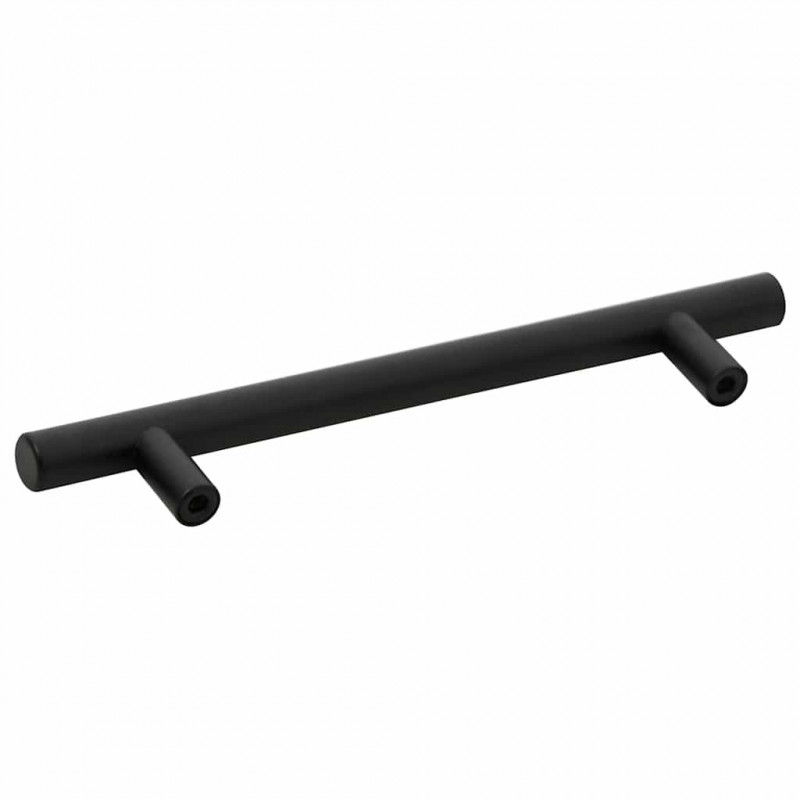 Uchwyty do szafek, 10 szt., czarne, 128 mm, stal nierdzewna
