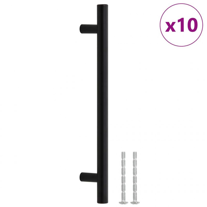 Uchwyty do szafek, 10 szt., czarne, 160 mm, stal nierdzewna
