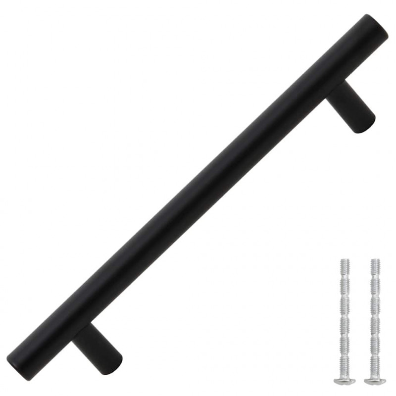 Uchwyty do szafek, 10 szt., czarne, 160 mm, stal nierdzewna