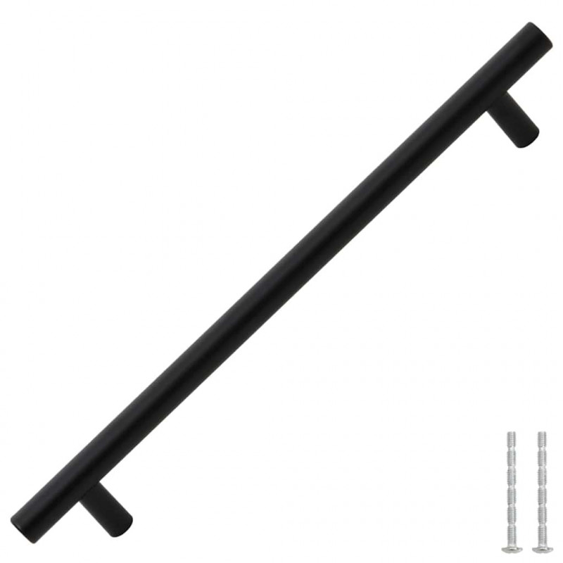 Uchwyty do szafek, 5 szt., czarne, 192 mm, stal nierdzewna