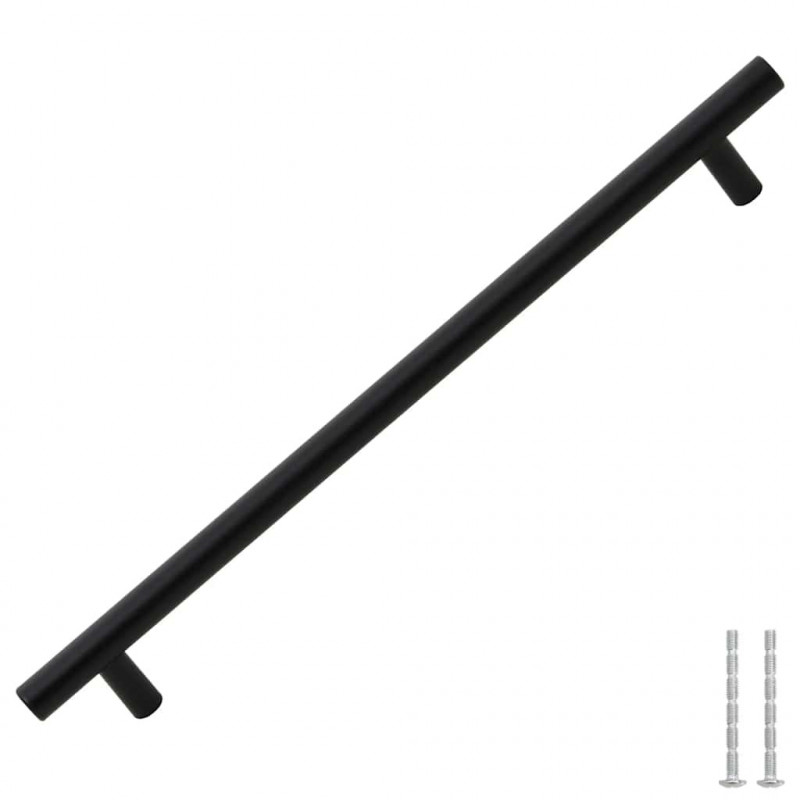 Uchwyty do szafek, 5 szt., czarne, 224 mm, stal nierdzewna