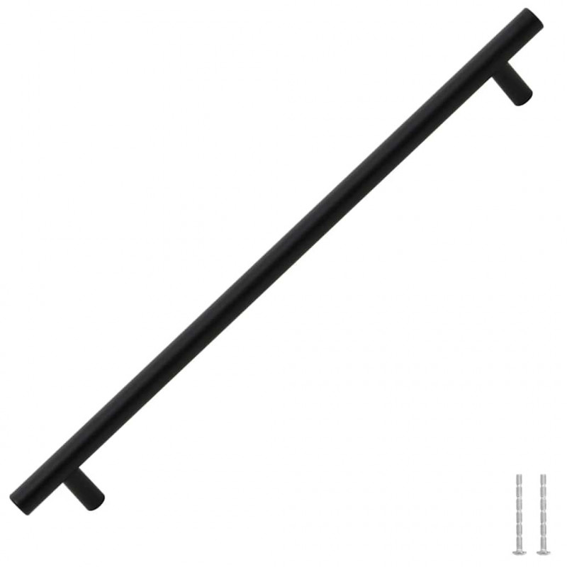 Uchwyty do szafek, 5 szt., czarne, 320 mm, stal nierdzewna
