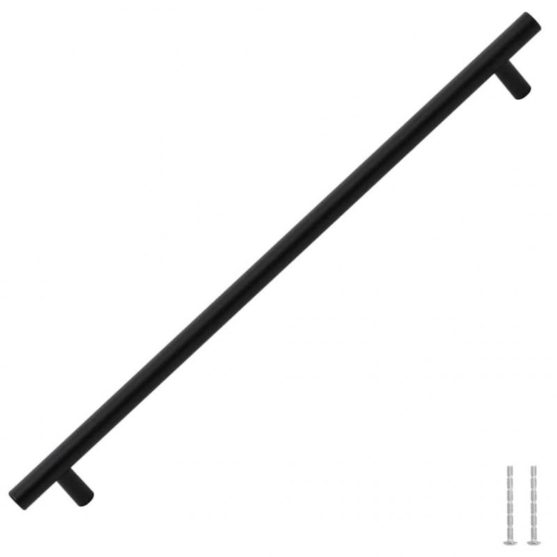 Uchwyty do szafek, 5 szt., czarne, 480 mm, stal nierdzewna