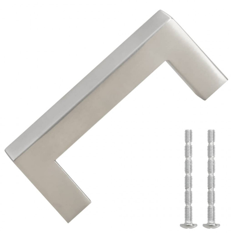 Uchwyty do szafek, 10 szt., srebrne, 64 mm, stal nierdzewna
