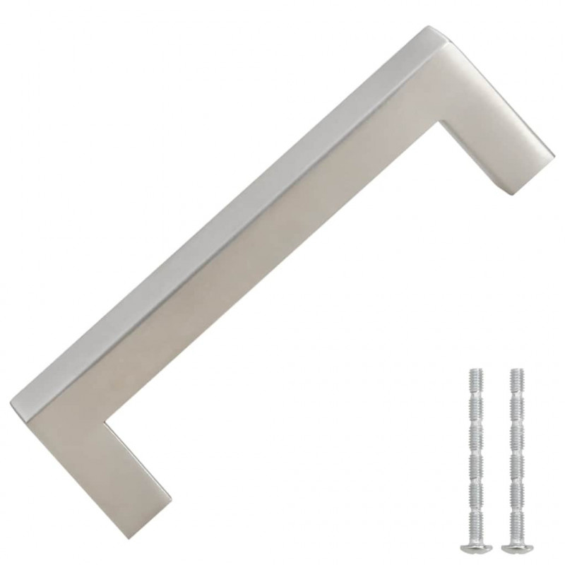 Uchwyty do szafek, 10 szt., srebrne, 96 mm, stal nierdzewna