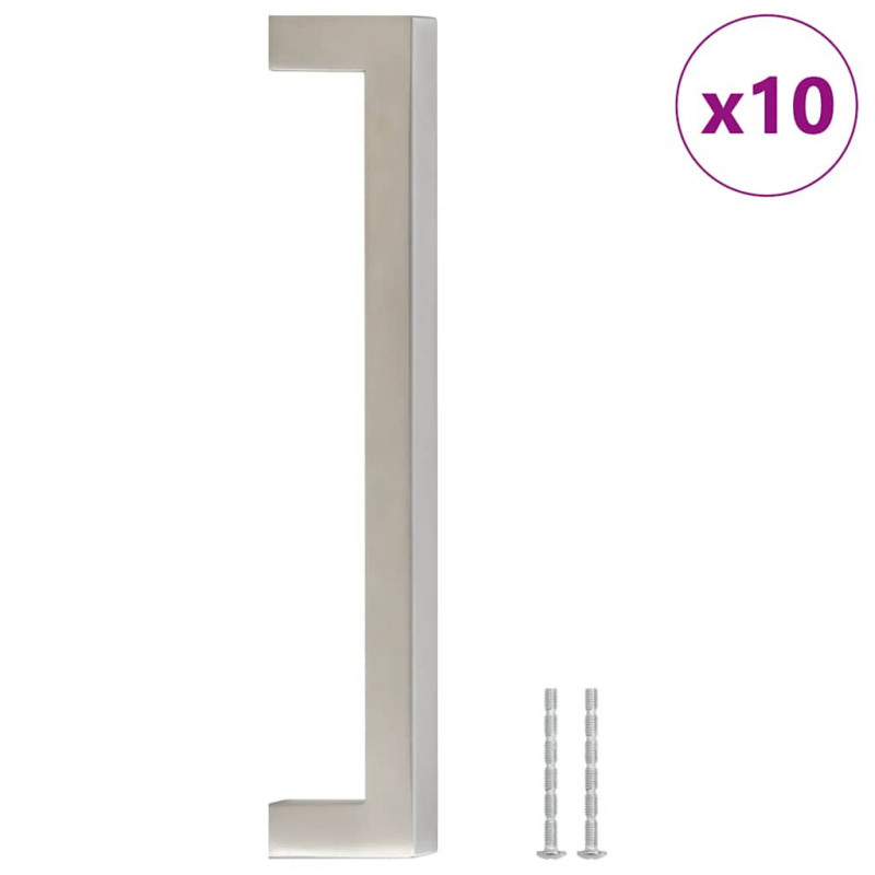 Uchwyty do szafek, 10 szt., srebrne, 160 mm, stal nierdzewna