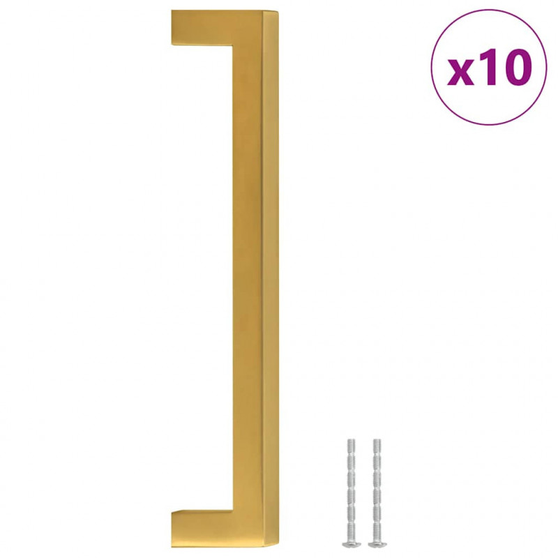 Uchwyty do szafek, 10 szt., złote, 160 mm, stal nierdzewna